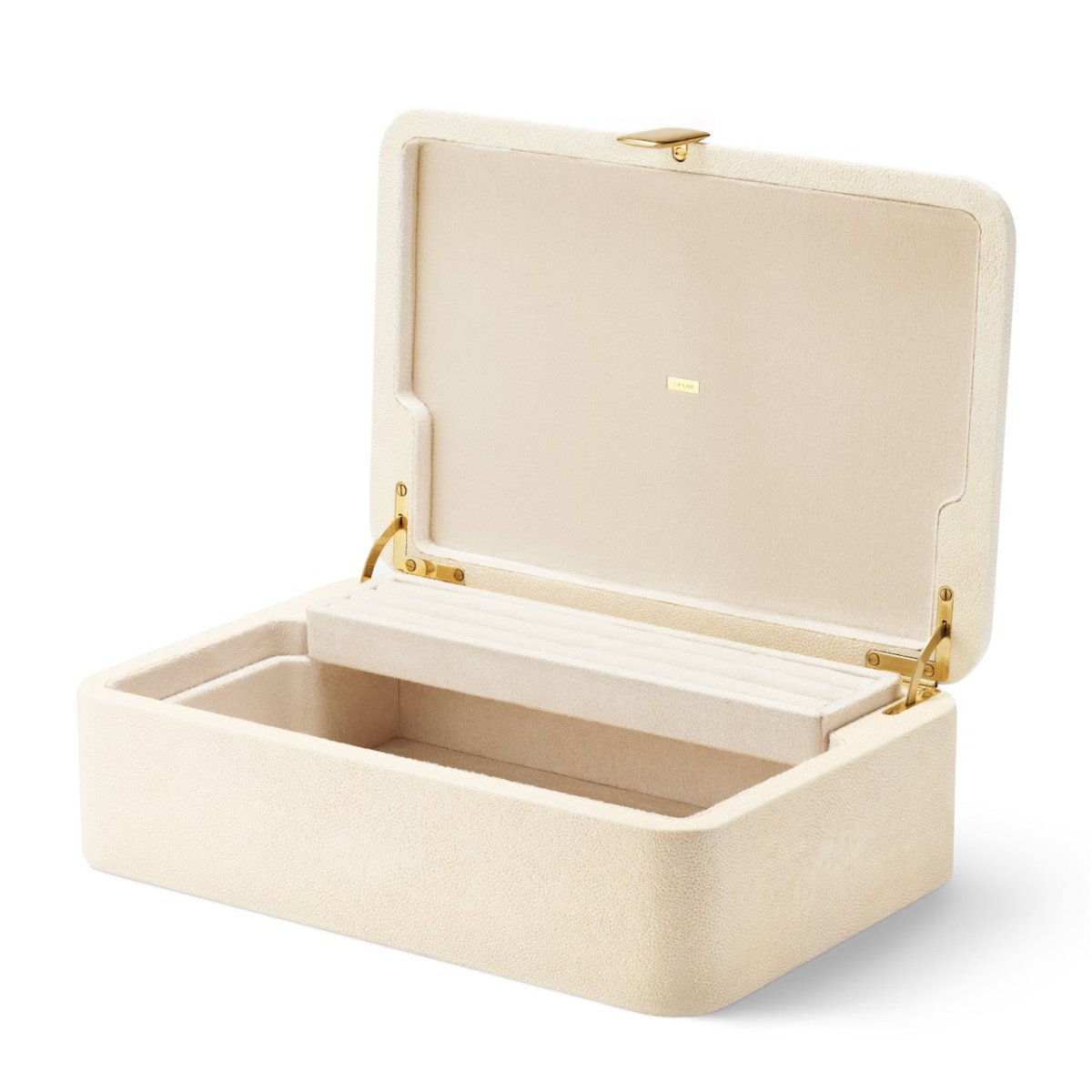 Abella Shagreen Large Jewelry Box by AERIN 12.9"L x 8.5W" x 4.4H" Cream at FIG LINENS AND HOME 3