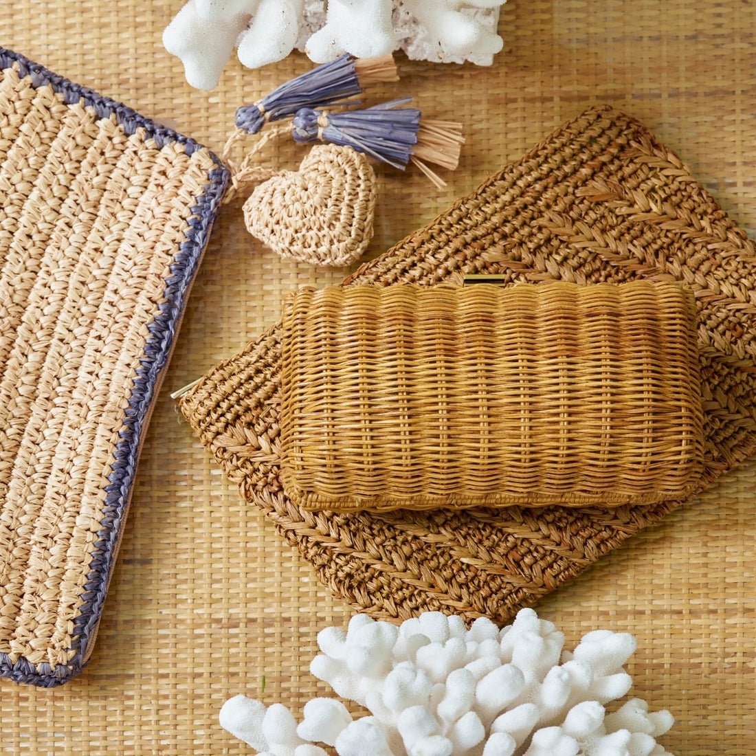 Allegra Raffia Pouch by AERIN - Lifestyle View at Fig Linens and Home