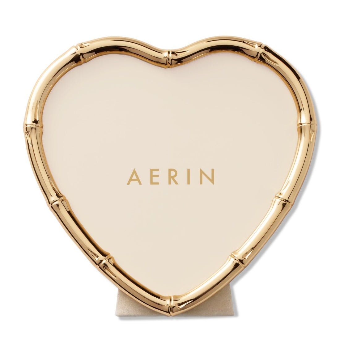 AERIN Ava Bamboo Heart Frame | Brass Plated Photo Frame at Fig Linens and Home - Front View 2