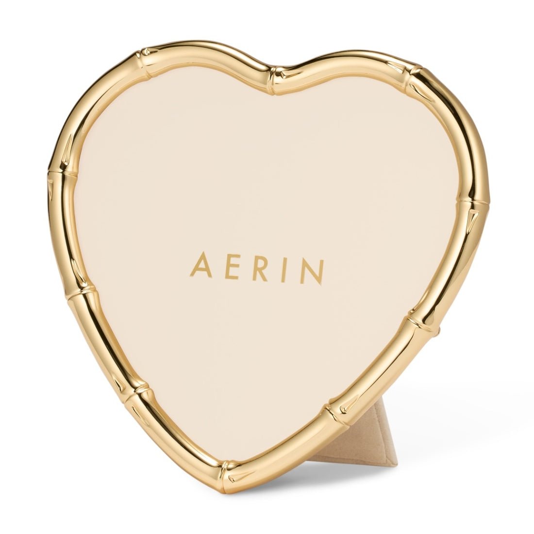AERIN Ava Bamboo Heart Frame | Brass Plated Photo Frame at Fig Linens and Home - Front View 1