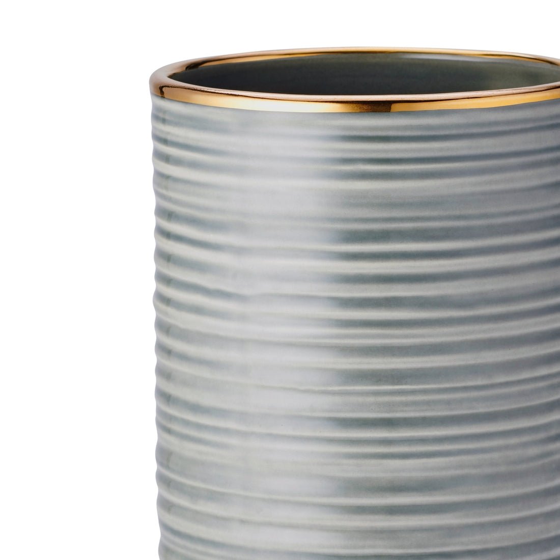 Calinda Tall Vase in Shadow by AERIN - Italian Ceramic with Gold Painted Rim