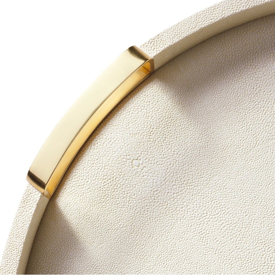 Carina Shagreen Small Round Tray in Cream by AERIN - Detail of Tray Handles