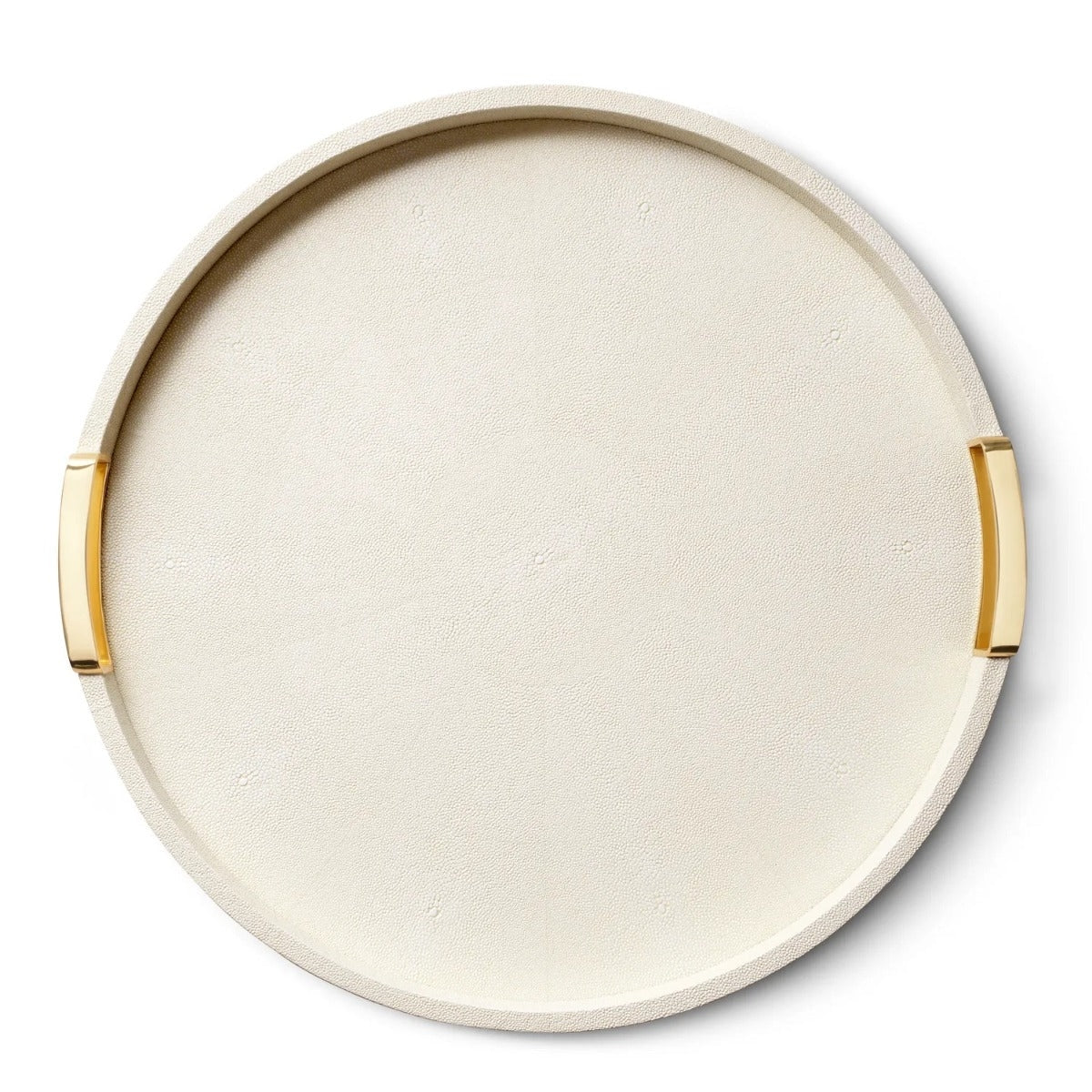 Carina Shagreen Small Round Tray in Cream by AERIN at Fig Linens and Home 2