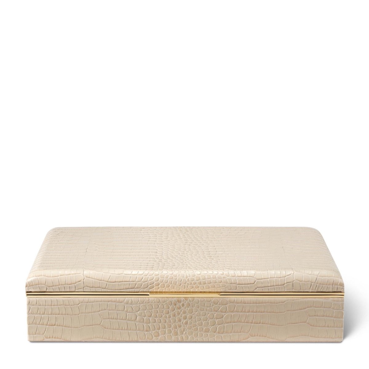 Classic Croc Leather Desk Box in Fawn | AERIN Home Decor at Fig Linens and Home 3