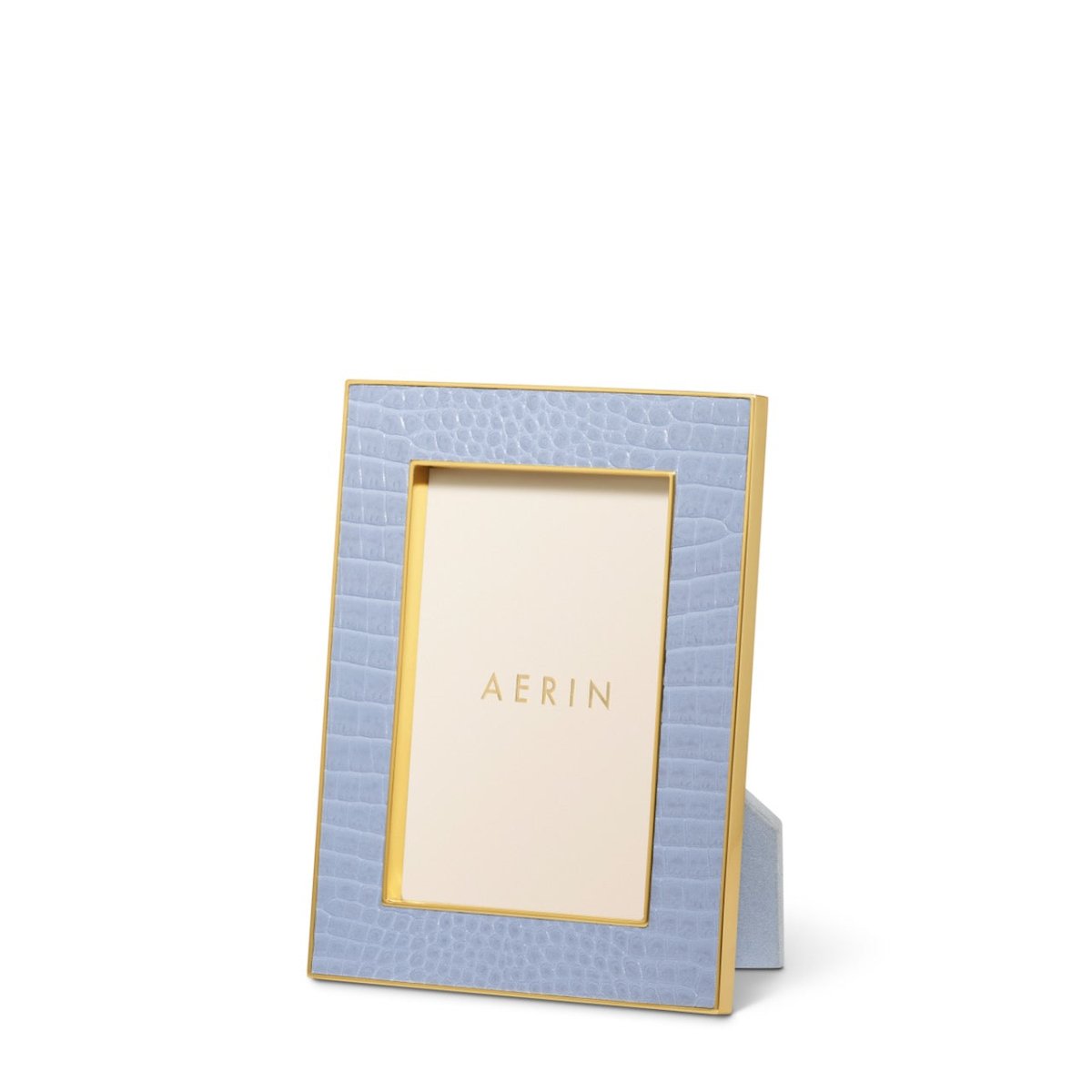 Classic Croc Leather Frame in Hydrangea Blue for 4 X 6 Photo - AERIN at Fig Linens and Home 1