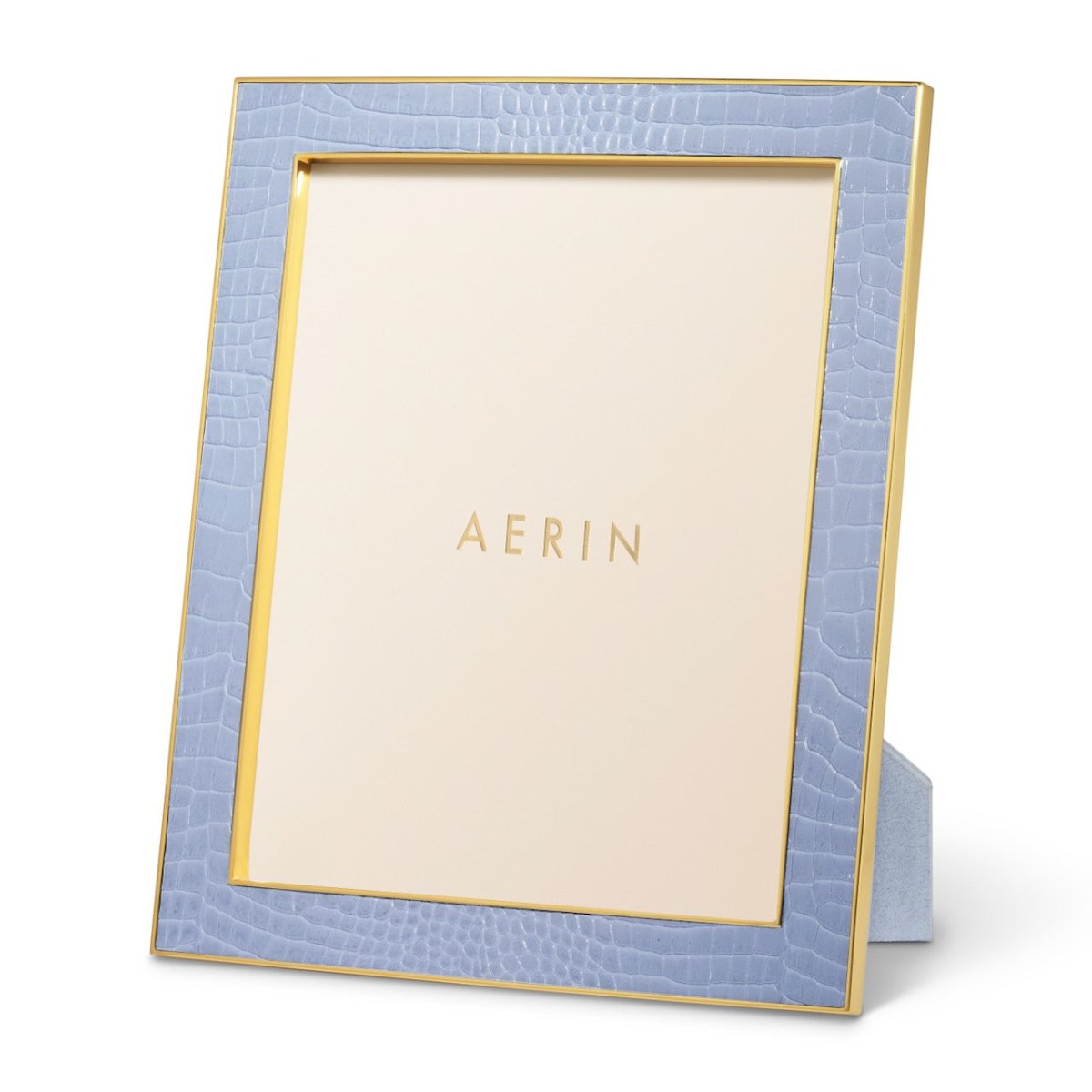 Classic Croc Leather Frame in Hydrangea Blue for 8 X 10 photo - AERIN at Fig Linens and Home 1