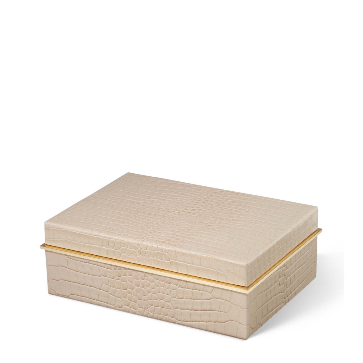 Classic Croc Leather Small Box in Fawn by AERIN at Fig Linens and Home