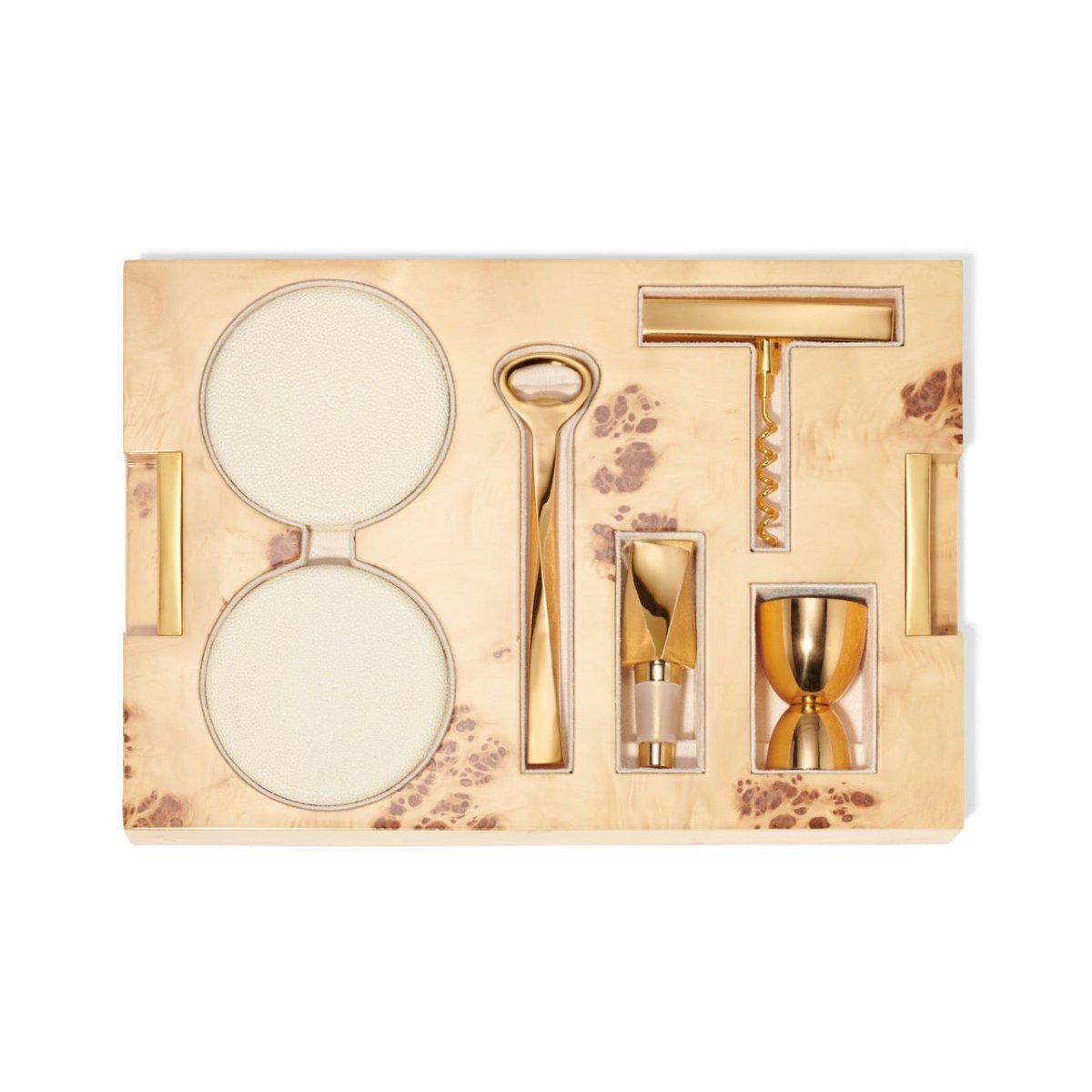 Tier of barware from Classic Shagreen Bar Set in Cream by AERIN - Fig Linens and Home 1