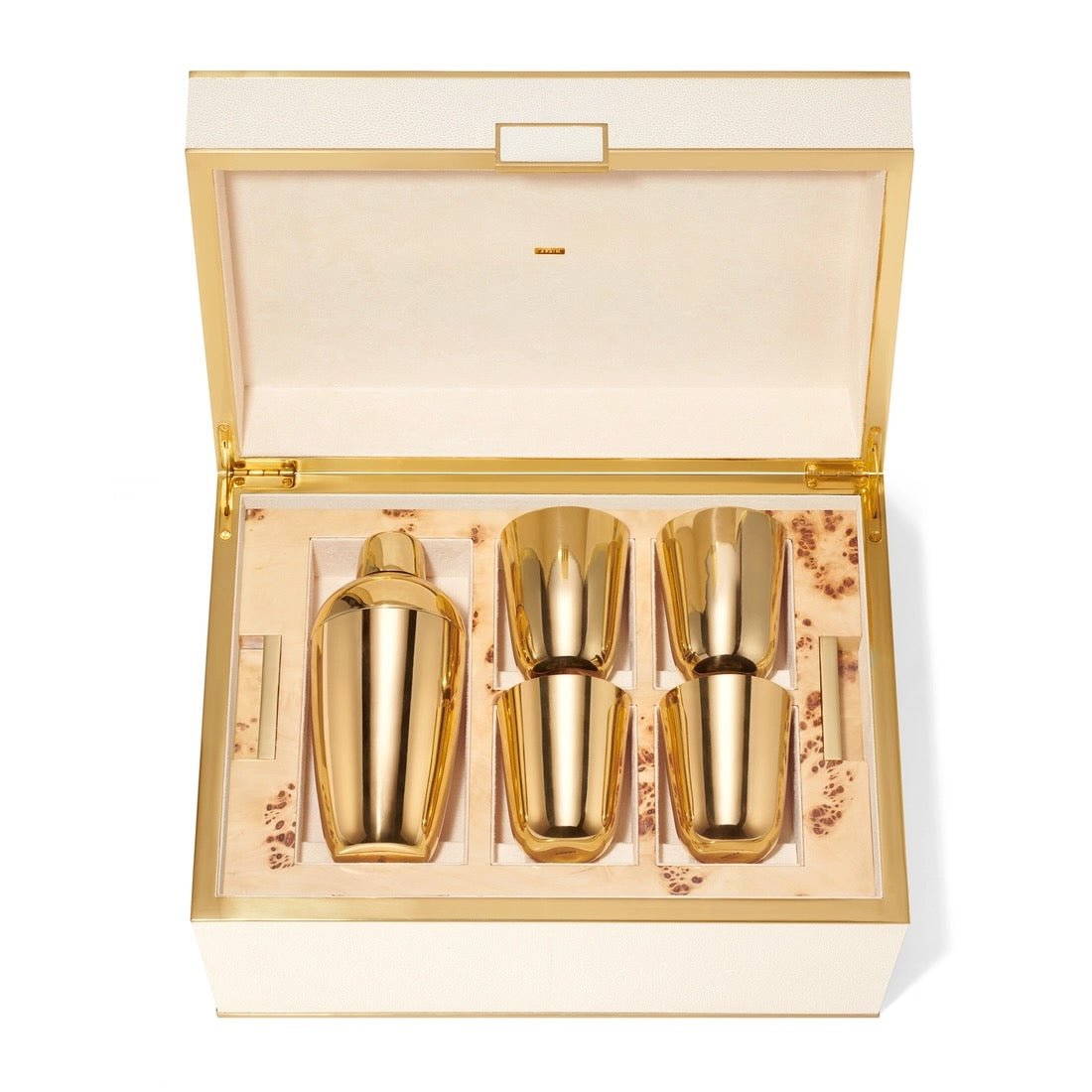 Tier of barware from Classic Shagreen Bar ware Set in Cream by AERIN - Fig Linens and Home - Shown in Box 3