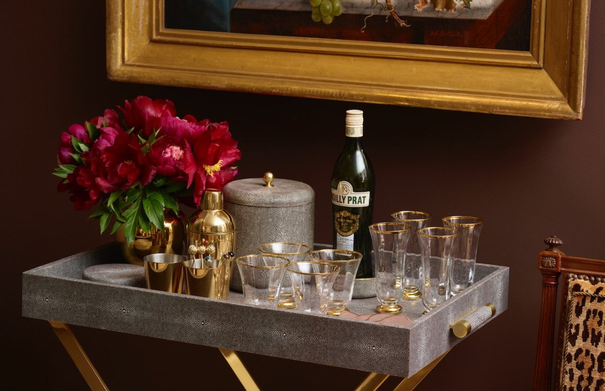 Classic Shagreen Butler Tray Chocolate by AERIN at Fig Linens and Home - Lifestyle