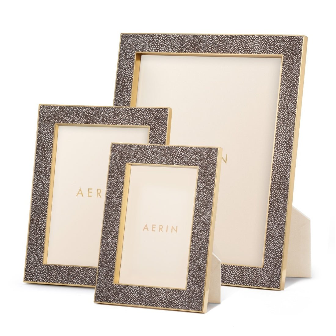 Classic Shagreen Frame in Chocolate - 4 x 6 by AERIN at Fig Linens and Home - Trio of Frames