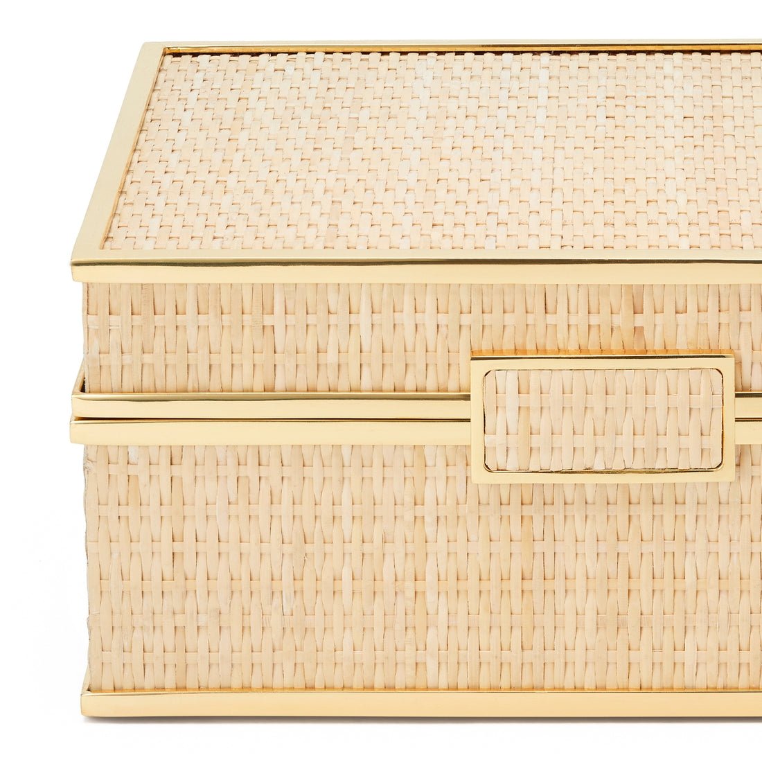 Colette Cane Jewelry Box by AERIN - Detail View with Brass Hardware