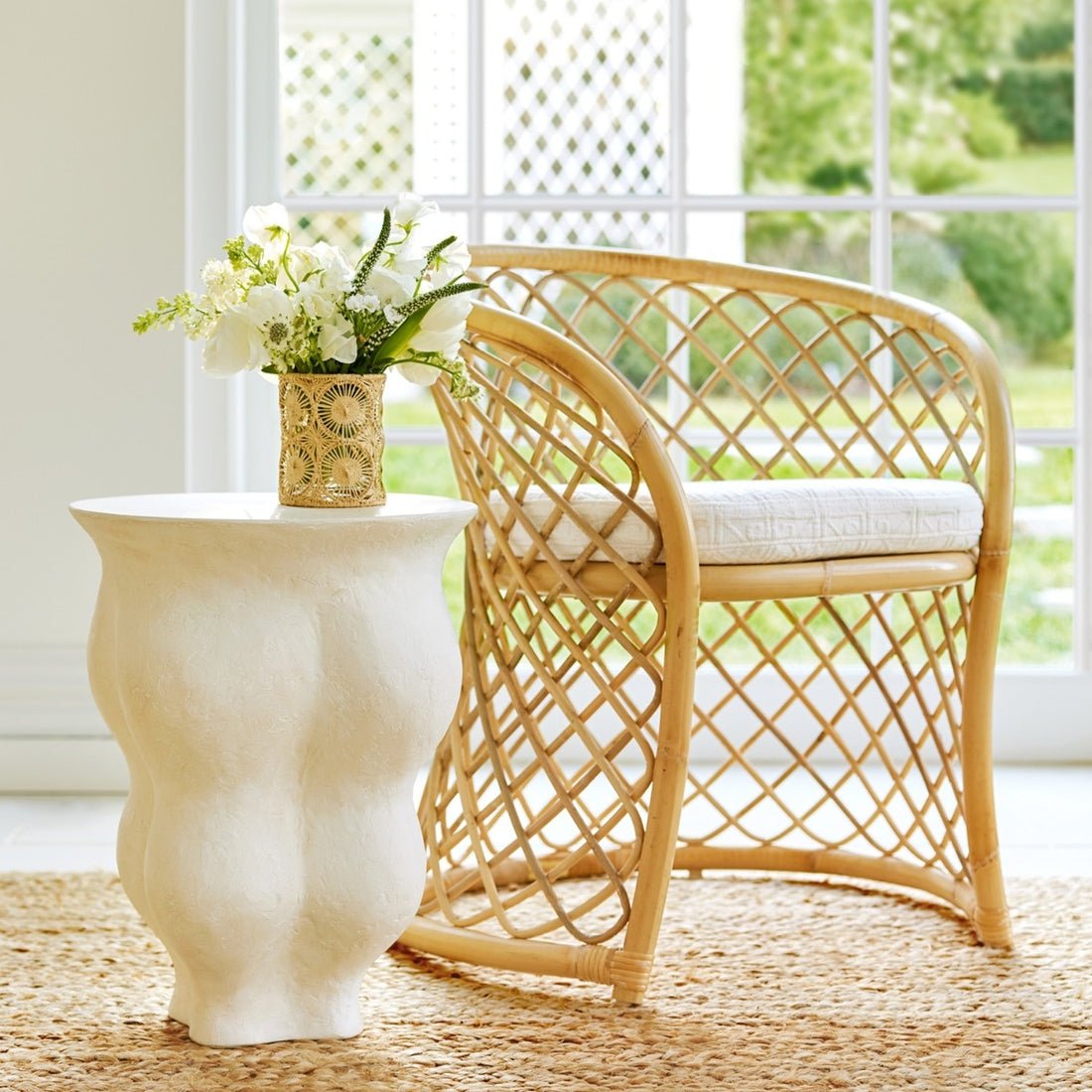 Corvo Side Table in Fresco White by AERIN | Petite Organic-Form Table at Fig Linens and Home 2