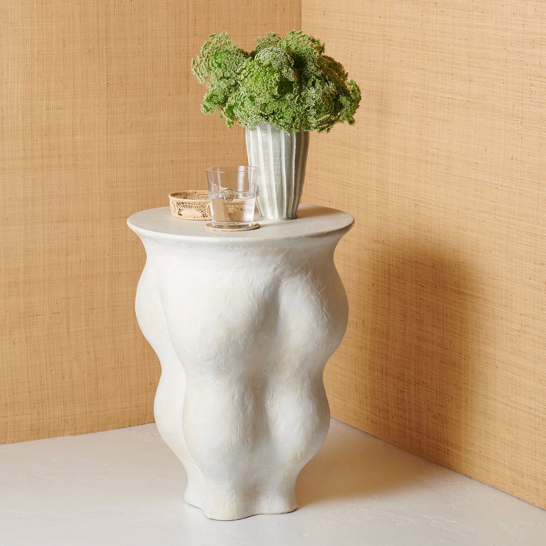 Corvo Side Table in Fresco White by AERIN | Petite Organic-Form Table at Fig Linens and Home 3