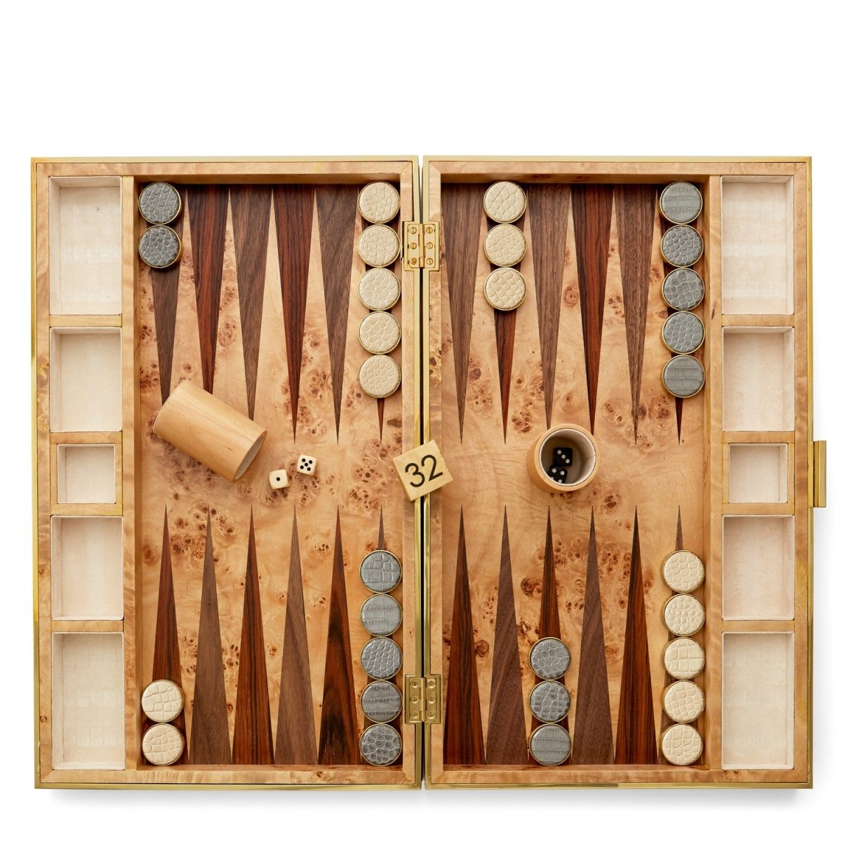 AERIN Croc Leather Fawn Backgammon Set | Luxury Games at Fig Linens and Home 2