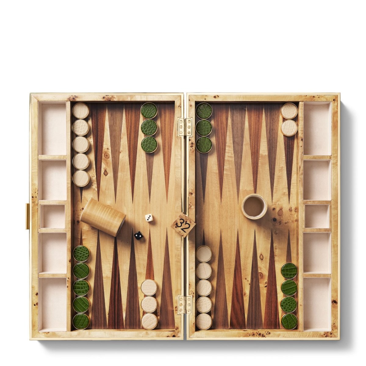 Croc Leather Backgammon Set w/Dice in Verde by AERIN at Fig Linens and Home 3