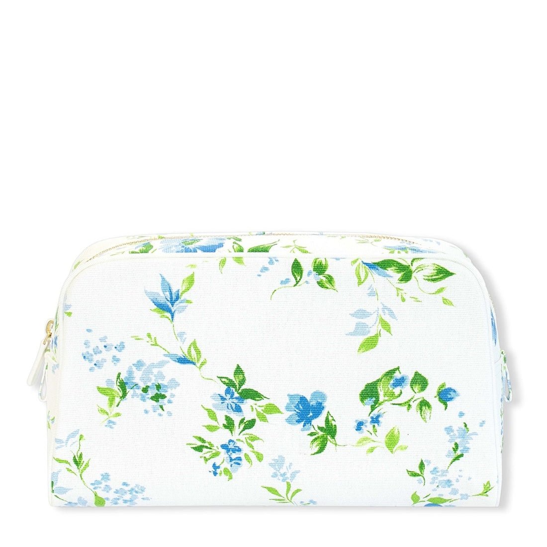 Fleurs du Vent Large Beauty Bag by D Porthault pour AERIN - Cosmetic Pouch with Brass Hardware
