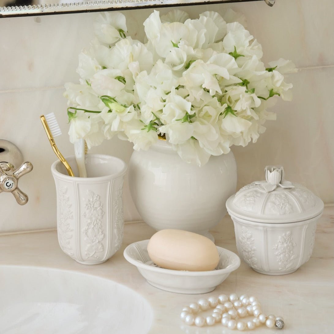 AERIN Josepha small canister – stylish bath storage jar at Fig Linens and Home