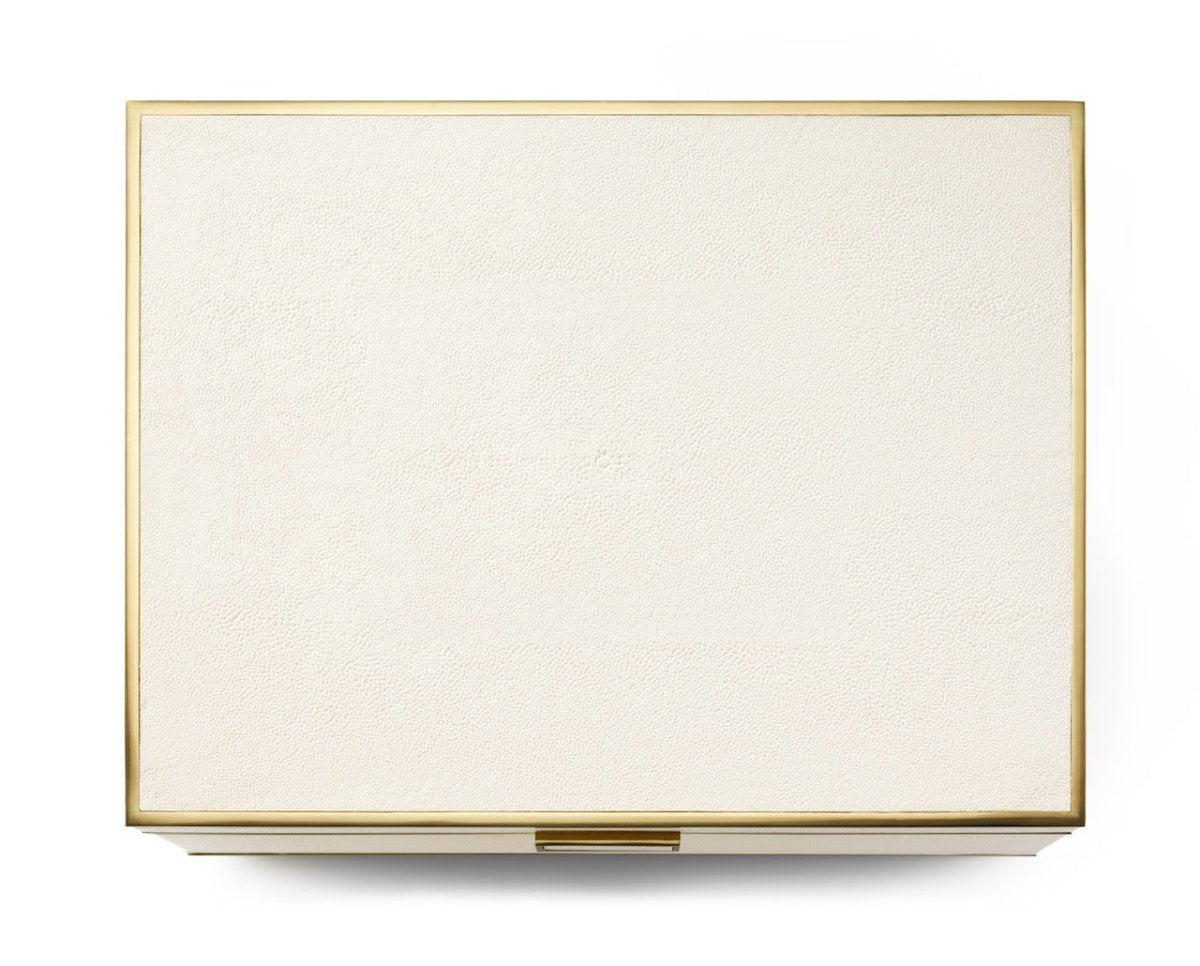 AERIN Luxe Shagreen Jewelry Box in Cream | Luxury Jewelry Box at Fig Linens and Home - Closed Lid