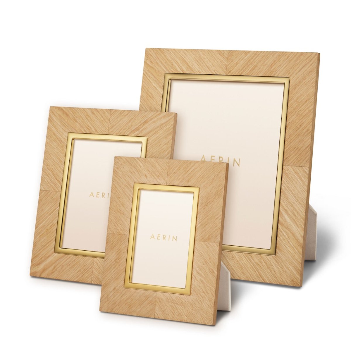 AERIN Marcello Frames in Oak Marquetry | Wood Photo Frame at Fig Linens & Home - Grouping