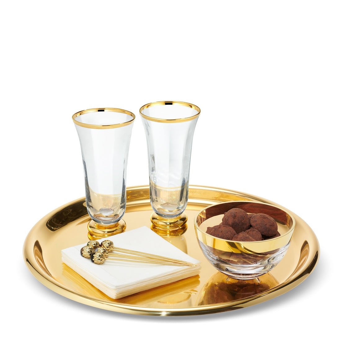 Marzia Serving Tray by AERIN | Gold Finish Drinks Tray at Fig Linens and Home 2