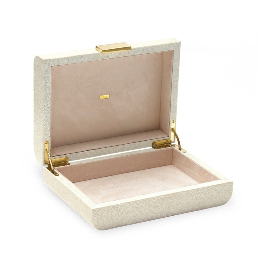 Modern Shagreen Small Jewelry Box in Cream by AERIN at Fig Linens and Home 2