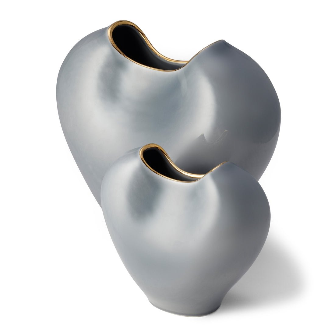 Paola Large Vase in Dusk Blue by AERIN shown with Small Vase - Fig Linens and Home