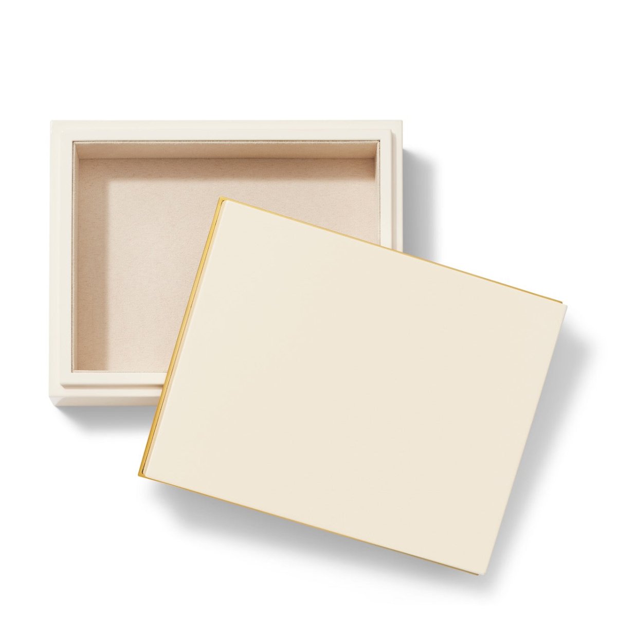 Piero Lacquer Medium Box in Cream by AERIN 8"L x 6.4W" x 2.5H" Cream at FIG LINENS AND HOME 2