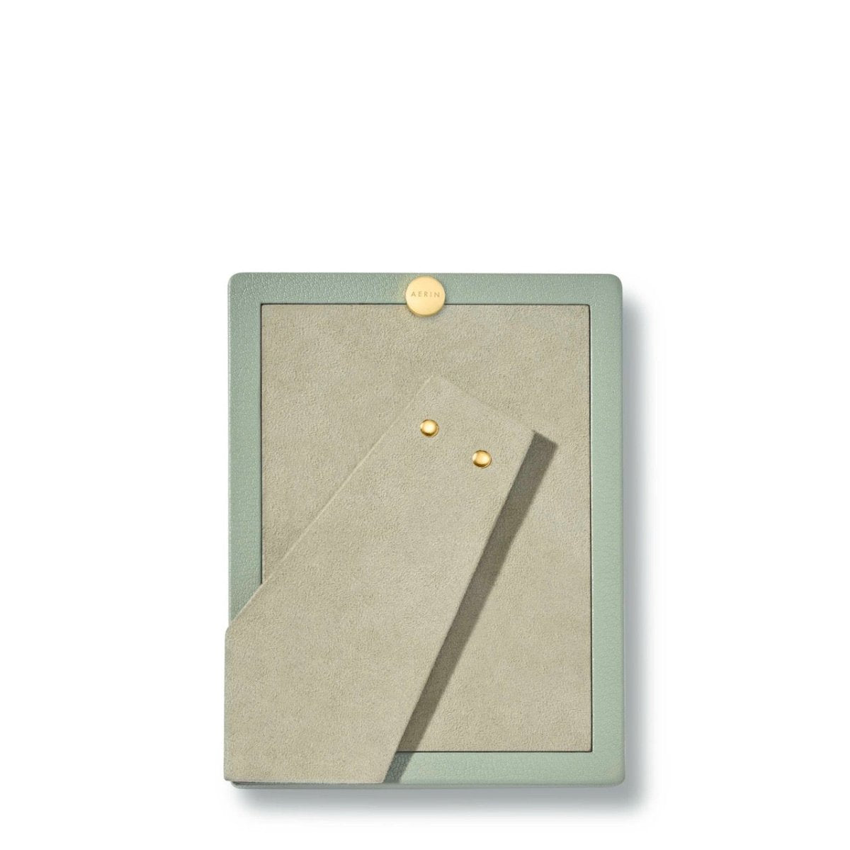 Piero Leather Frame in Eucalyptus - 5X7 by AERIN Overall 6.1" x 8.1" x 0.9" for 5"x 7" Photo Eucalyptus at FIG LINENS AND HOME 3