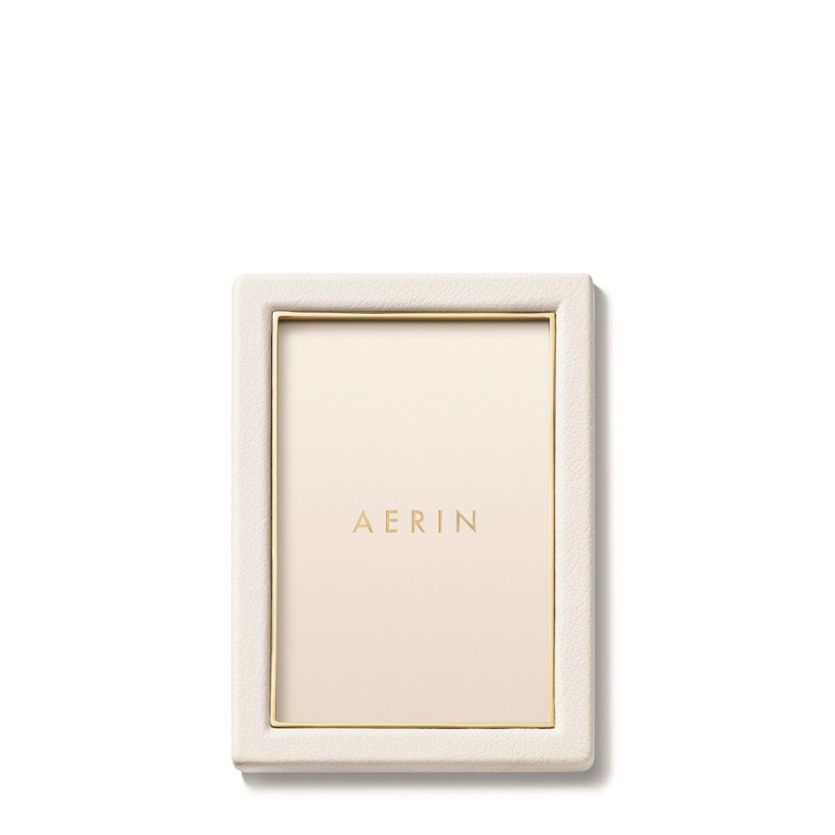 AERIN Piero Leather Photo Frame in Shadow White - 4X6 at Fig Linens and Home - View 2
