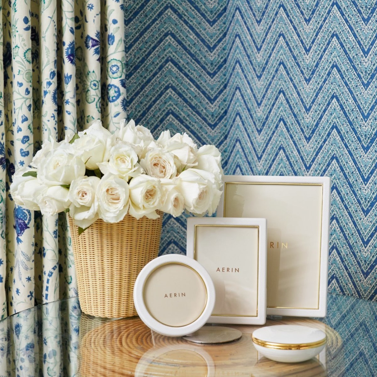 Piero Leather Frame in Shadow White - 5X7 by AERIN Overall 6.1" x 8.1" x 0.9" for 5"x 7" Photo Shadow White at FIG LINENS AND HOME 2