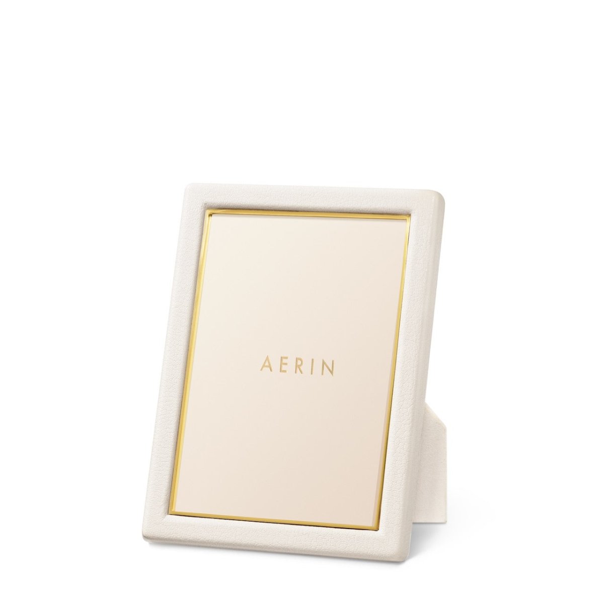 Piero Leather Frame in Shadow White - 5X7 by AERIN Overall 6.1" x 8.1" x 0.9" for 5"x 7" Photo Shadow White at FIG LINENS AND HOME 1