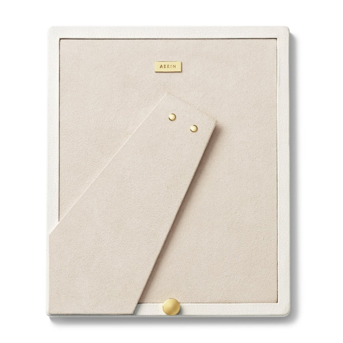 Piero Leather Frame in Shadow White - 8X10 by AERIN at Fig Linens and Home View of Sueded Back