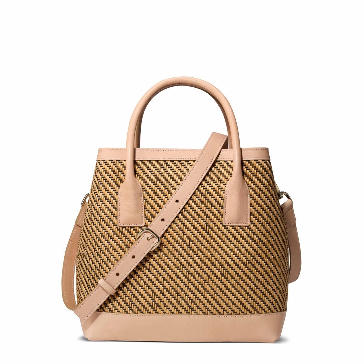 Raffia Nano Weekender Bag in Black & Natural by AERIN - | Fig Linens and Home - Crossbody Bag