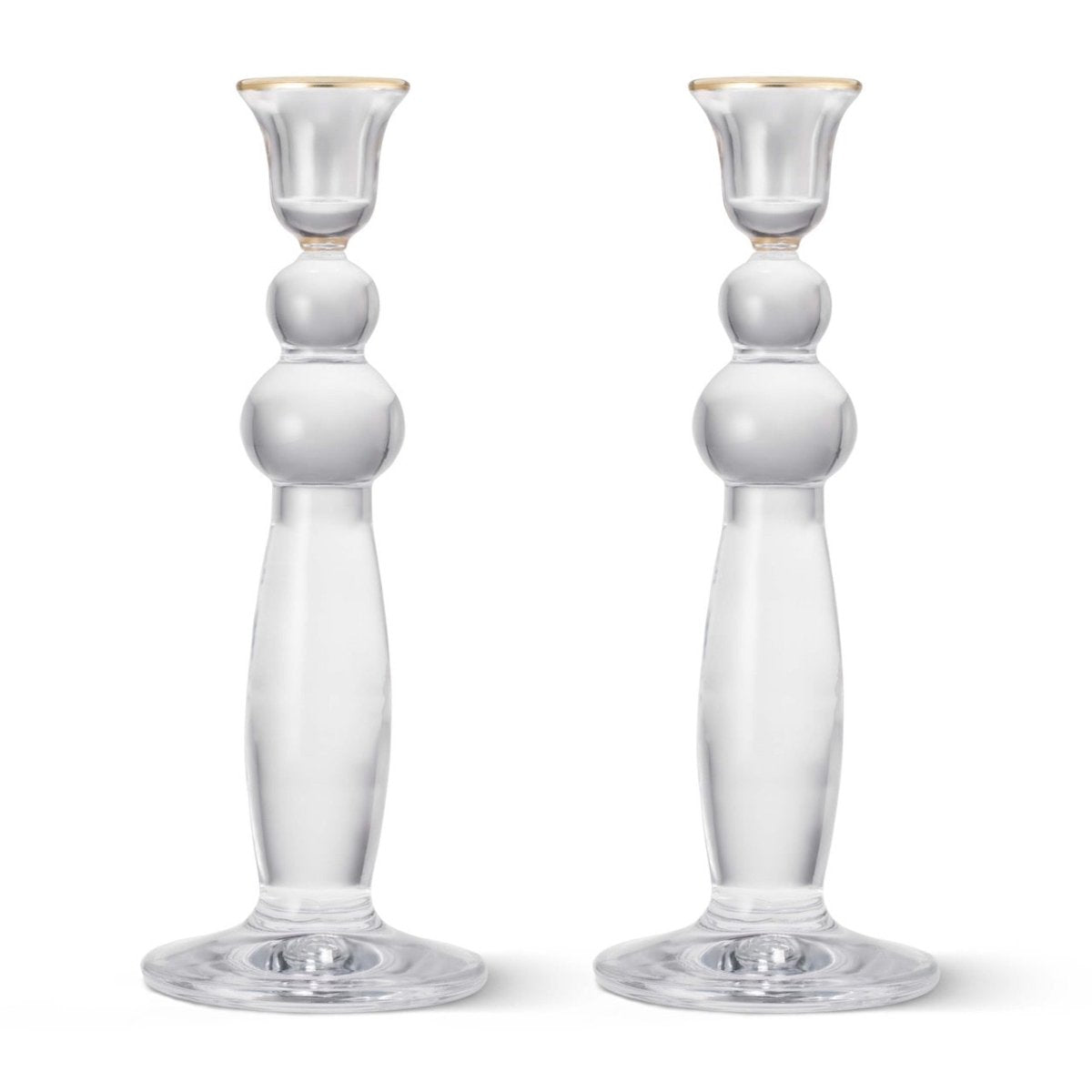 Sancia Extra Tall Taper Candleholders in Gold Rim in Set of 2 by AERIN at Fig Linens and Home - View 1