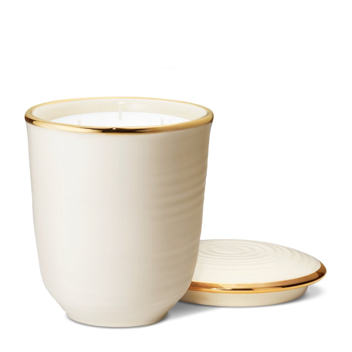 Savoy Cream Candle in L'Ansecoy Orange Blossom 24.7oz by AERIN with lid off