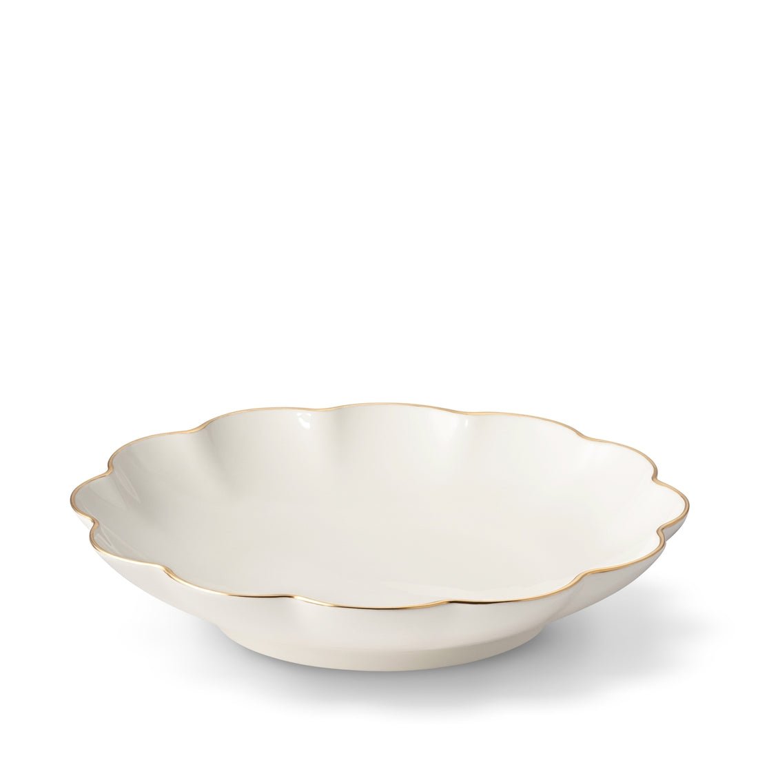 Scalloped Nesting Serving Dishes Set of 3 by AERIN SET of 3 - Bowl 5.5" x 5.5" x 2.1"; Medium Plate 9.2" x 9.2" x 1.6"; Large Plate 12" x 12" x 1.8" Cream at FIG LINENS AND HOME 5