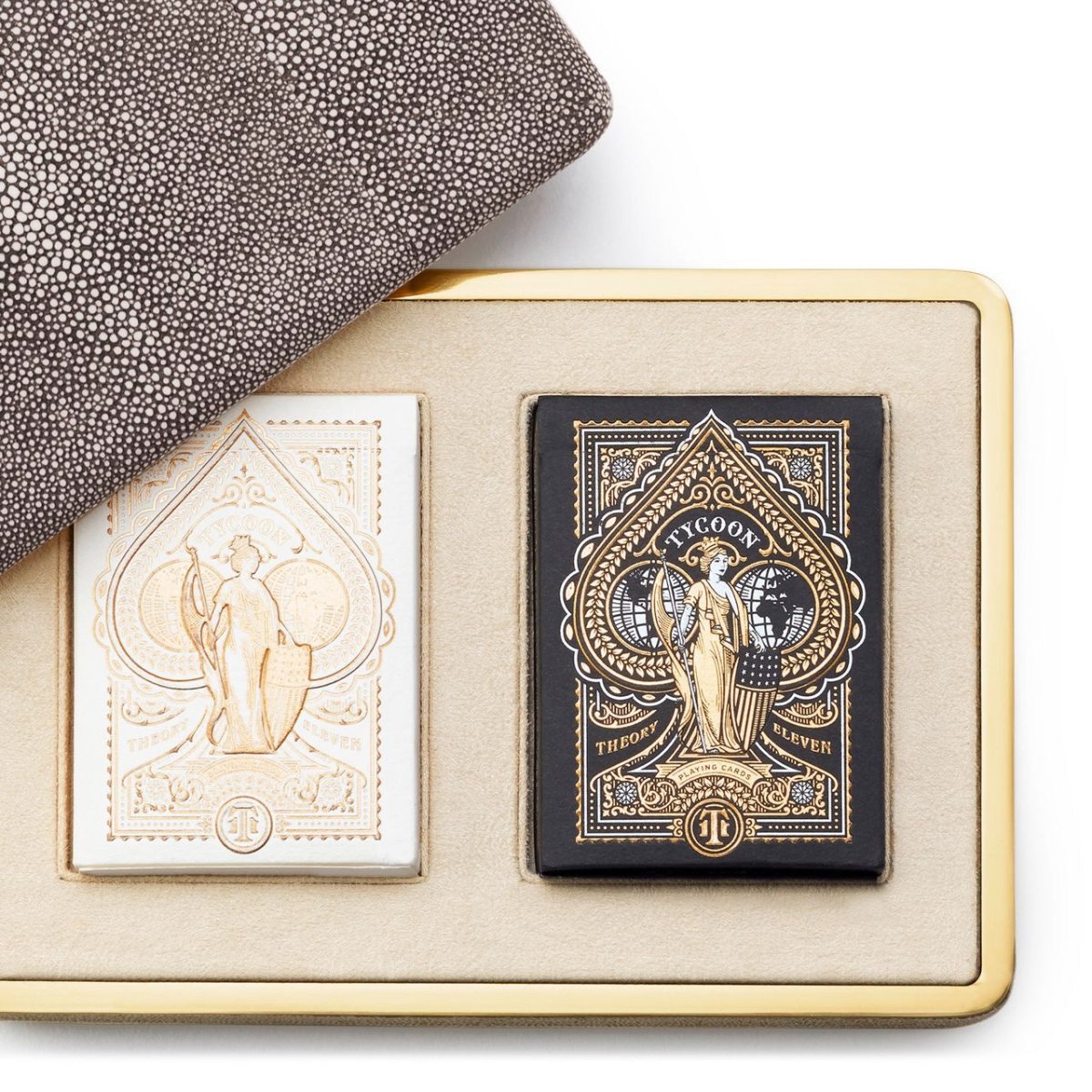 Shagreen Card Set in Chocolate by AERIN at Fig Linens and Home - View 3