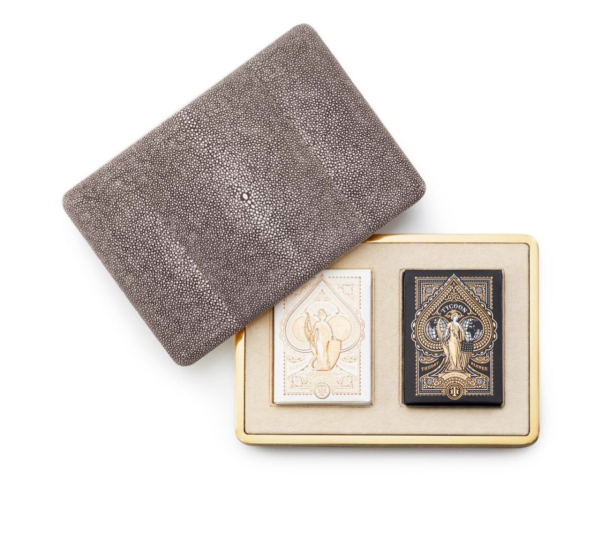 Shagreen Card Set in Chocolate by AERIN at Fig Linens and Home - View 1