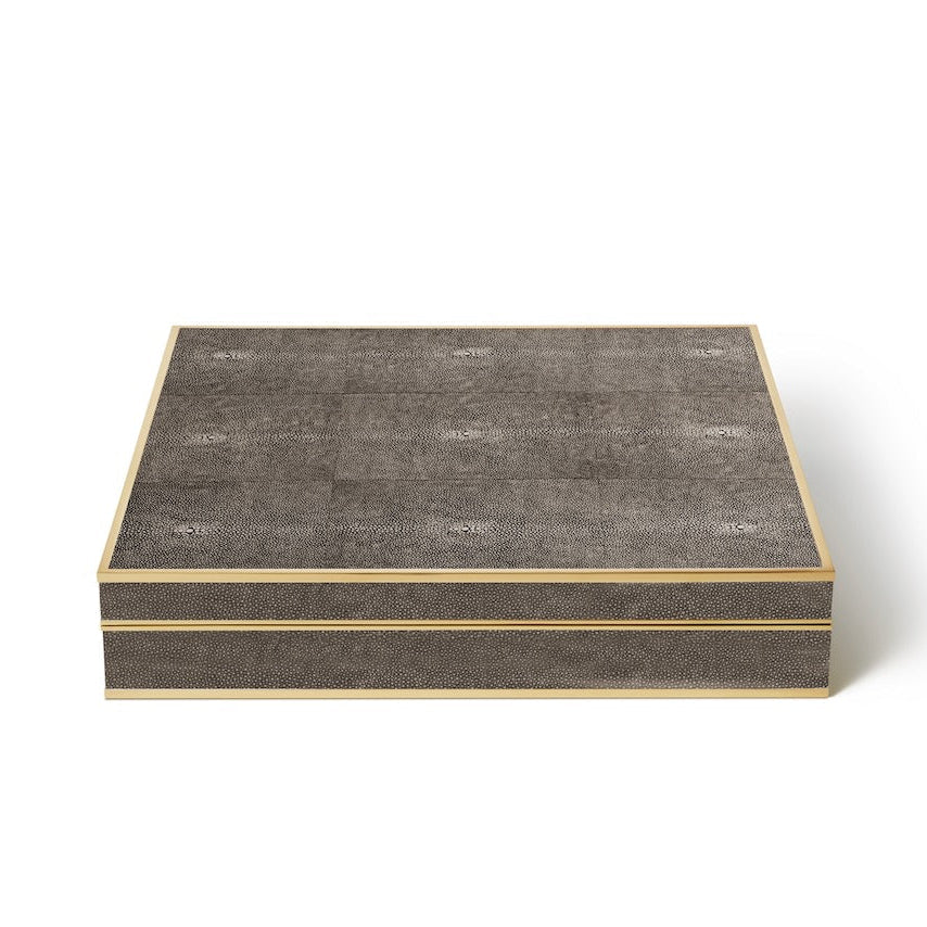 Shagreen Chess Set in Chocolate by AERIN at Fig Linens and Home - Shown in Box