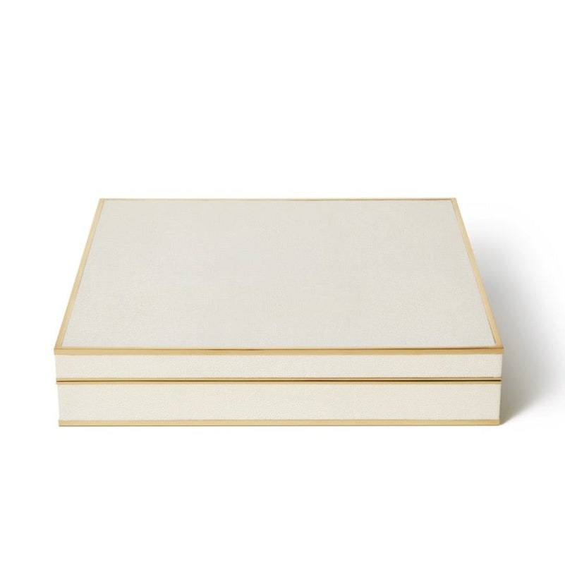 Shagreen Chess Set in Cream by AERIN shown in Luxury Box at Fig Linens and Home