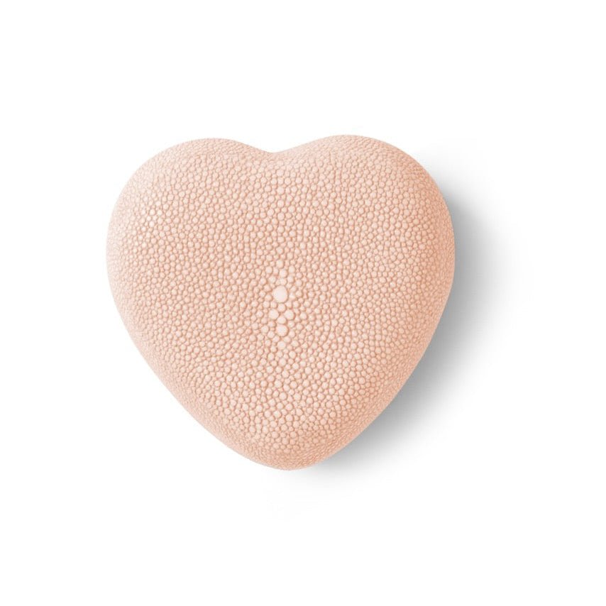 Shagreen Heart Box in Blush by AERIN at Fig Linens and Home - Closed Lid
