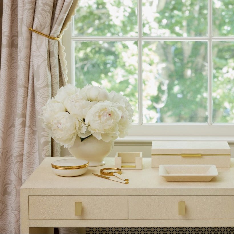 Shagreen Magnifying Glass And Letter Opener Set in Cream by AERIN at Fig Linens and Home - Lifestyle