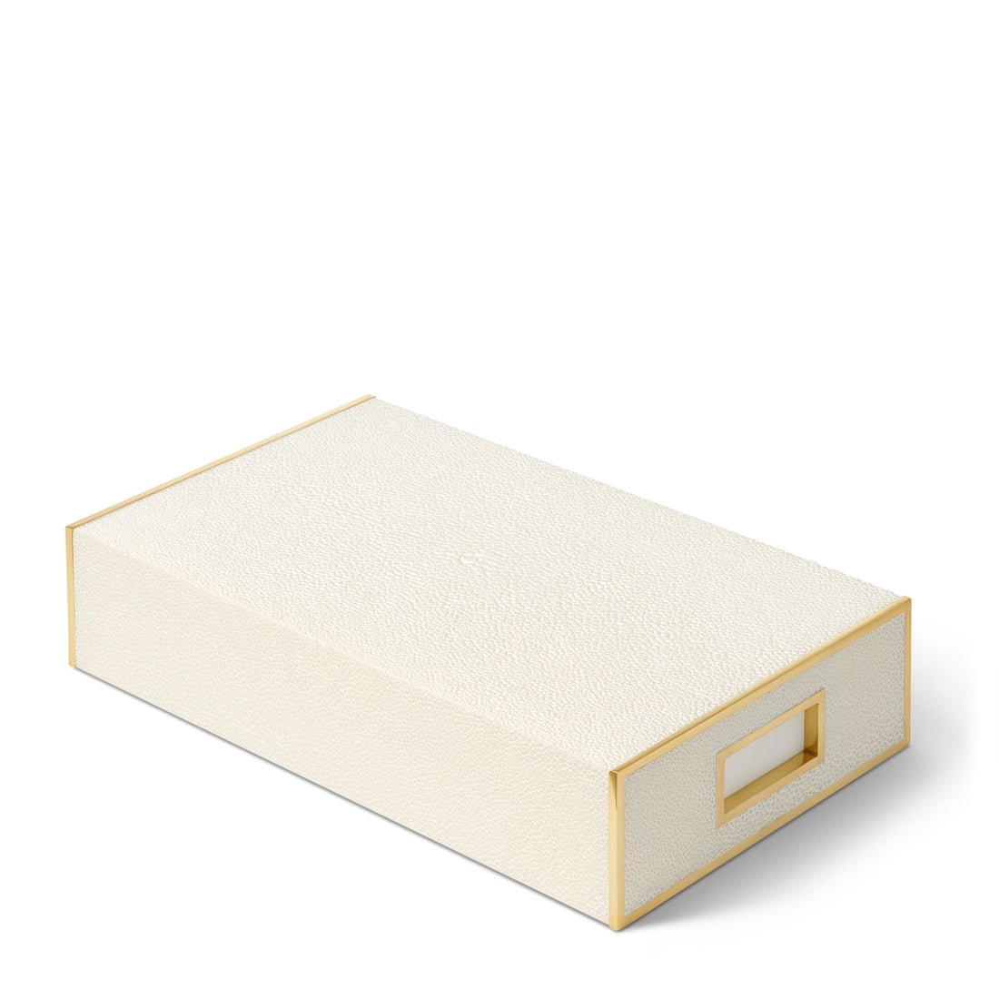 Shagreen Oversized Match Box Cream AERIN - Box Closed | Fig Linens and Home