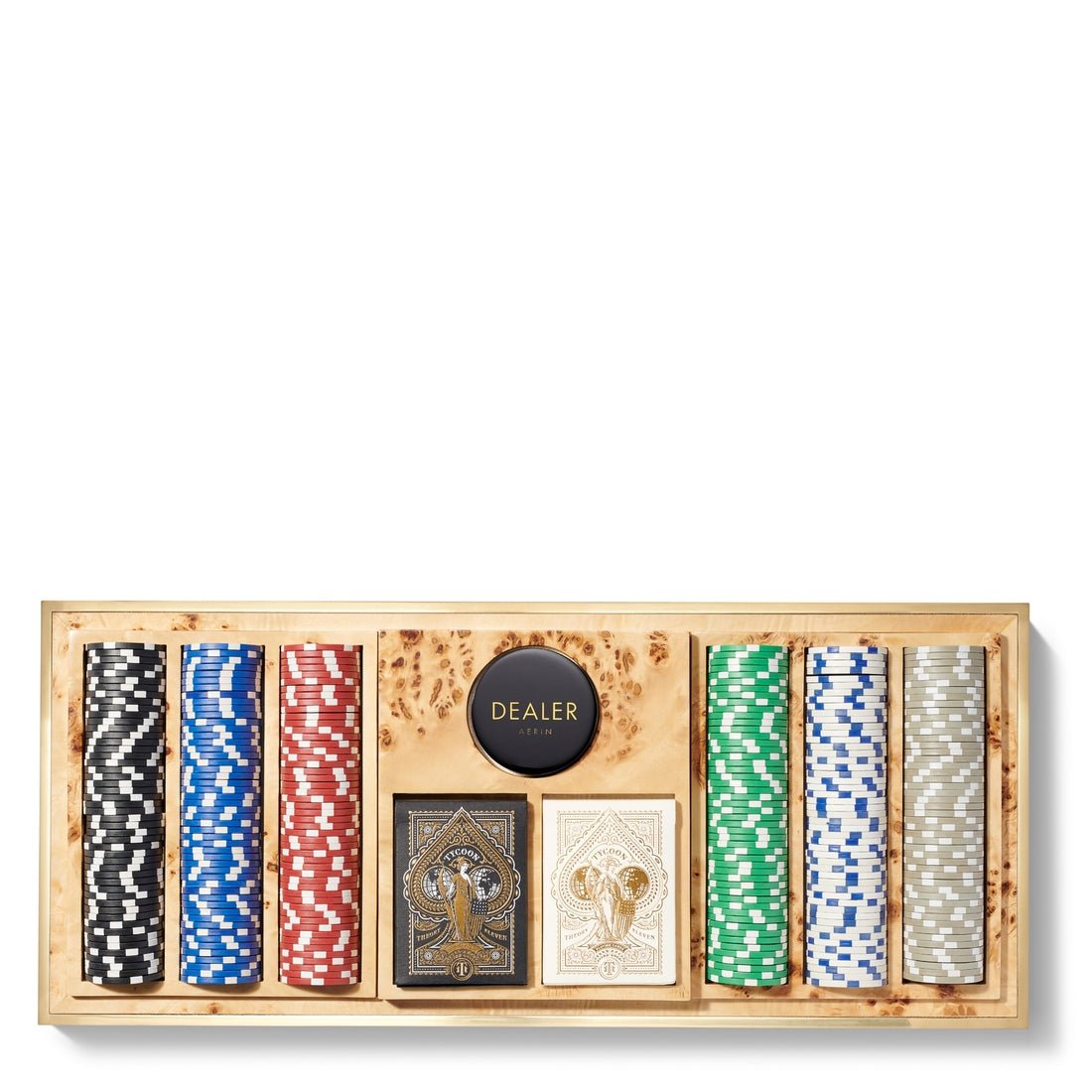 Shagreen Poker Set in Chocolate by AERIN at Fig Linens and Home - Chips and Cards