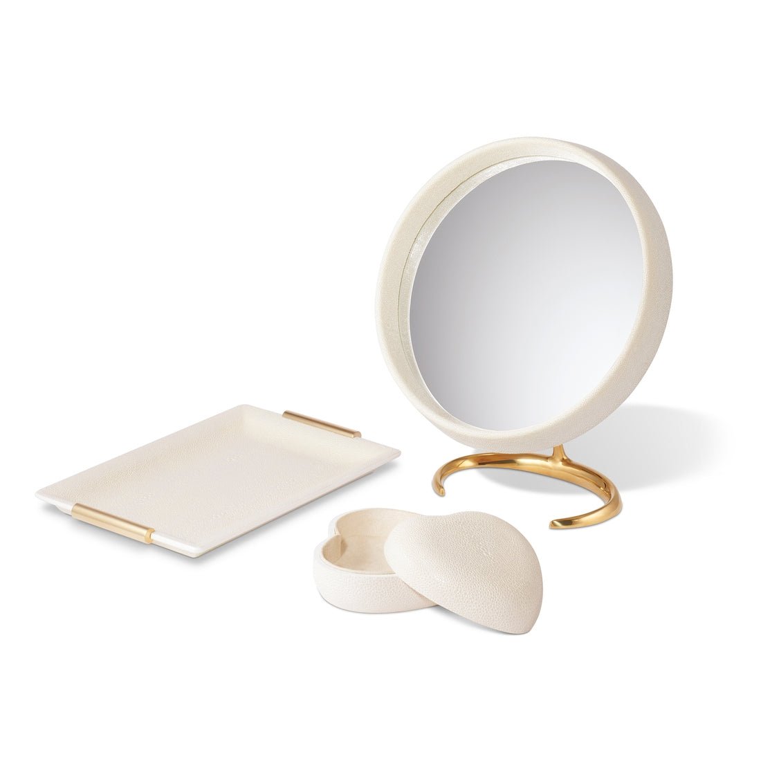 Shagreen Vanity Mirror in Cream by AERIN at Fig Linens and home - 7