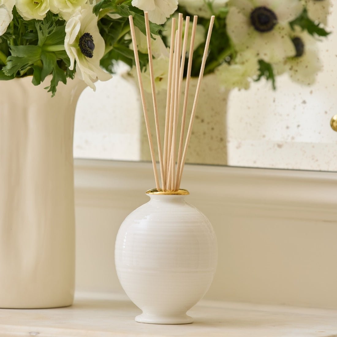 Siena Uzes Tuberose Diffuser Set in Cream by AERIN at Fig Linens and Home - Lifestyle