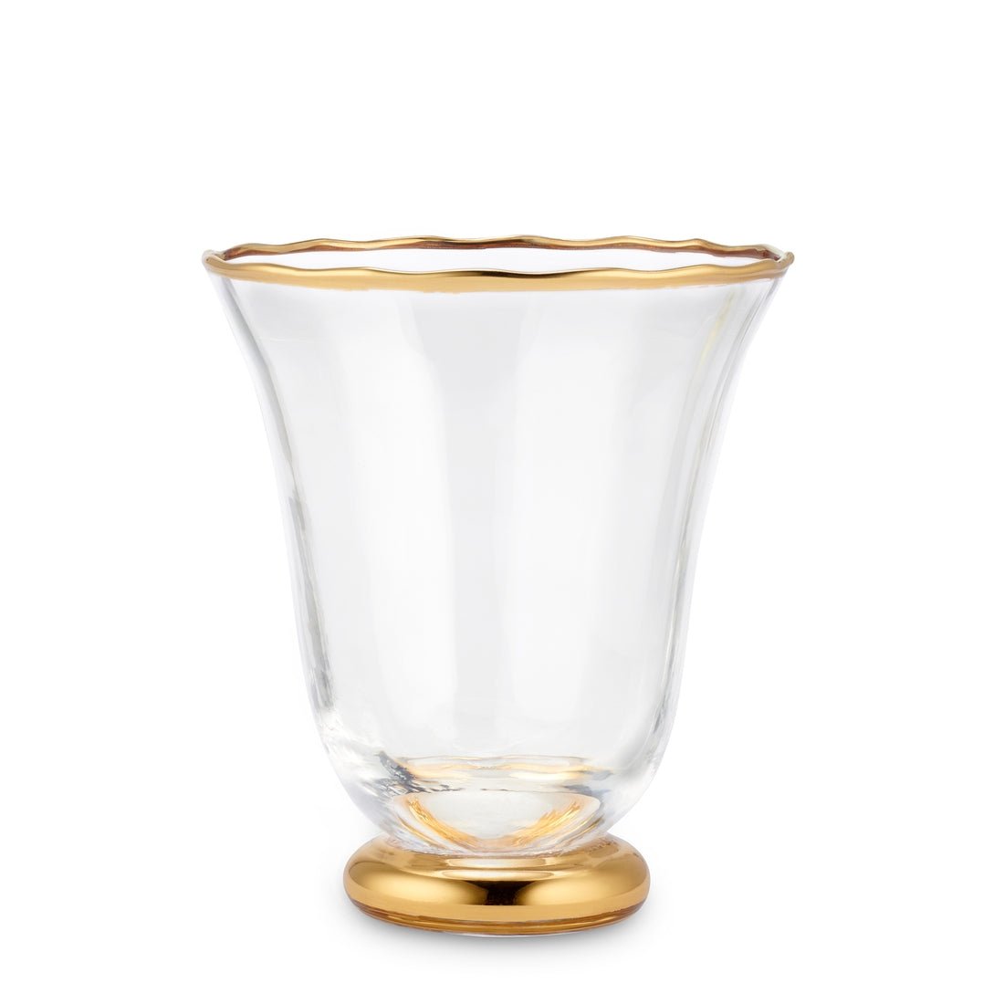 Sophia Tumblers Set of 4 by AERIN - Single Crystal Glass Shown with Gold Trim