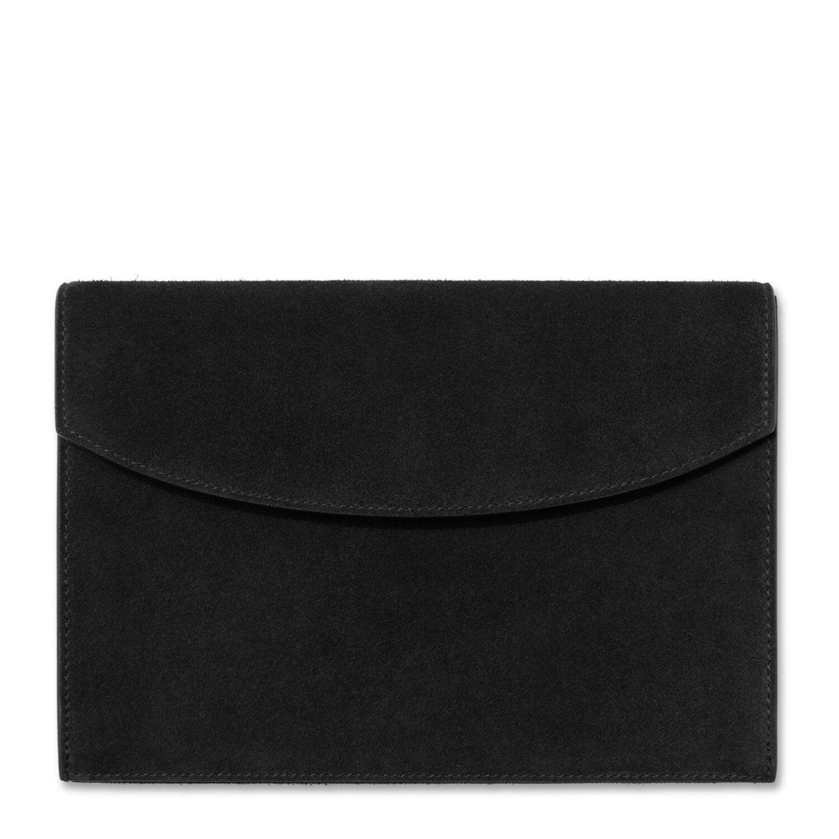 Suede Envelope Clutch in Black by AERIN at Fig Linen and Home - Flap Down