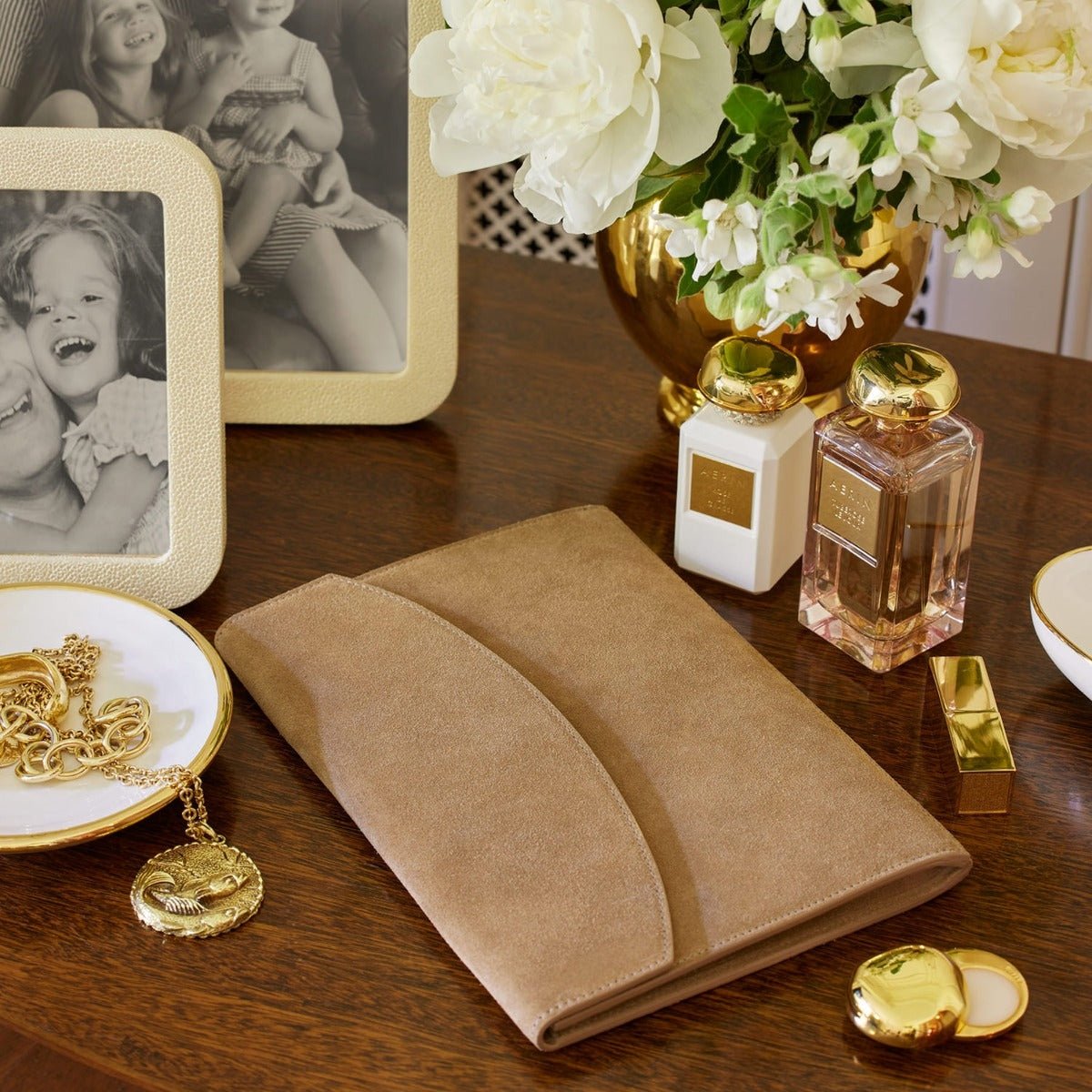 Suede Envelope Clutch Sand by AERIN at Fig Linens and Home - View 3
